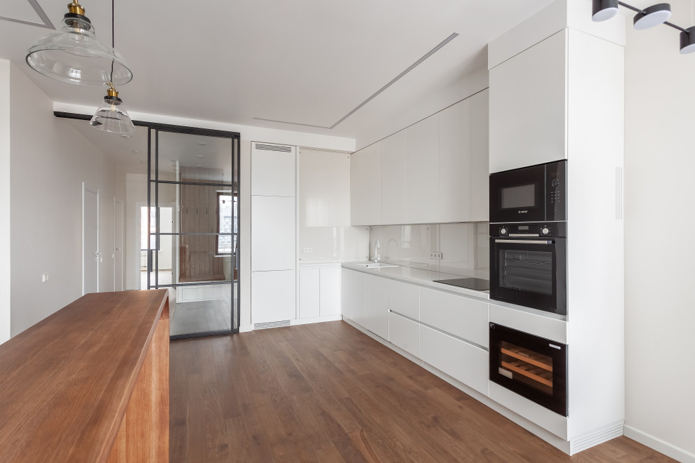 Белая кухня с фасадами из МДФ эмали