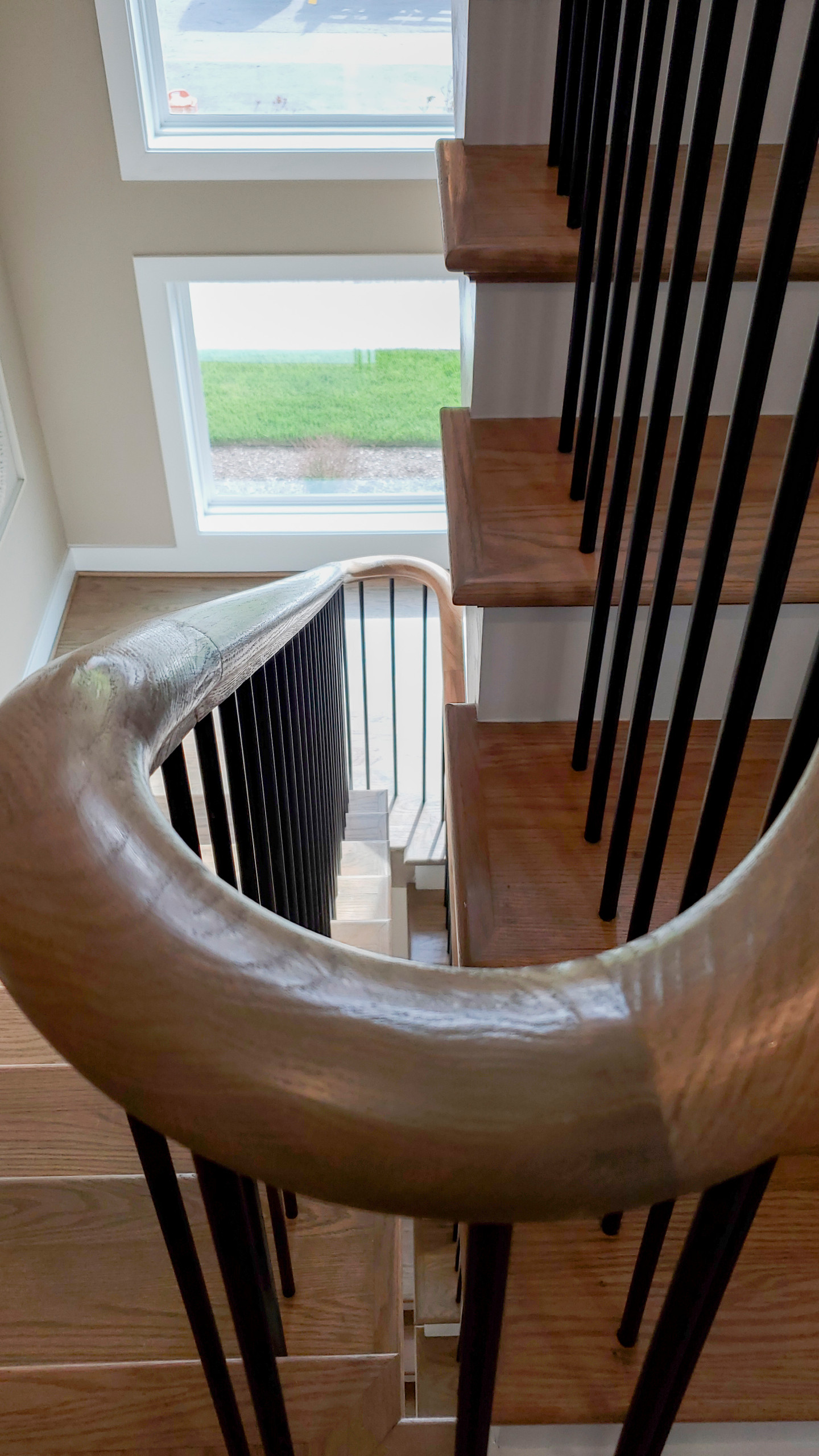Project #153 | Sophisticated Red Oak Stair with Metal Balusters