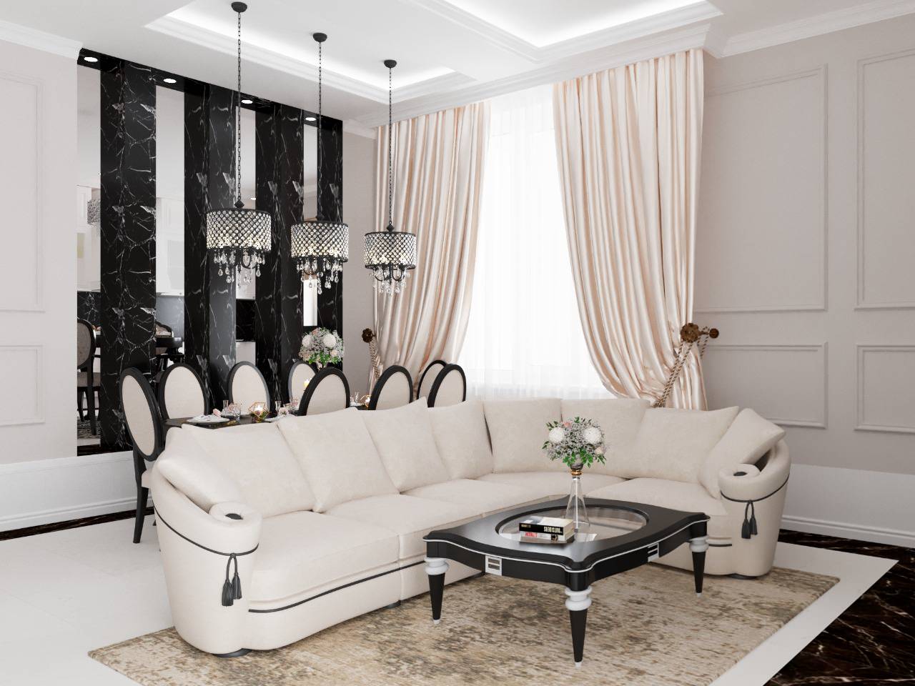 Загородный дом (кухня,гостиная) в стиле арт деко