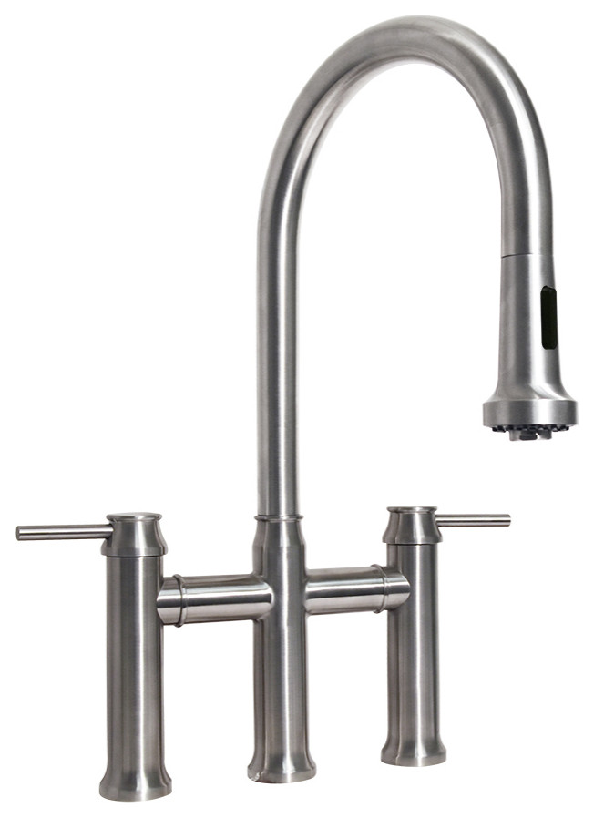 Whitehaus WHS6900PDK Waterhaus LeadFree Stainless Steel Bridge Faucet