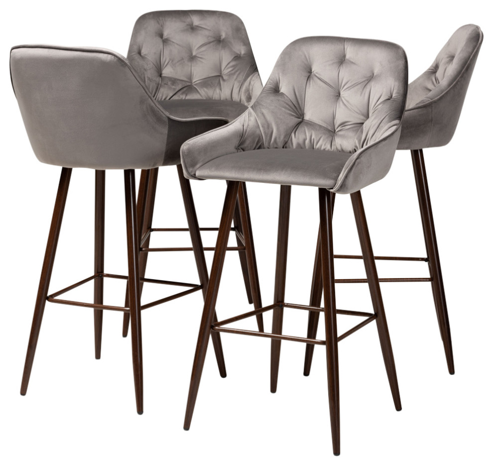 Shalese Contemporary 4Piece Bar Stool Set Midcentury Bar Stools