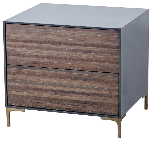 Thomas Bina Zuma Modern Classic Grey Wood 2 Brown Drawer