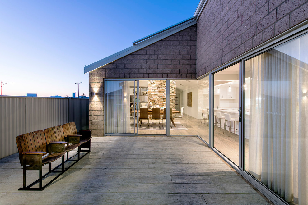 Design ideas for a beach style backyard patio in Perth with decking and no cover.