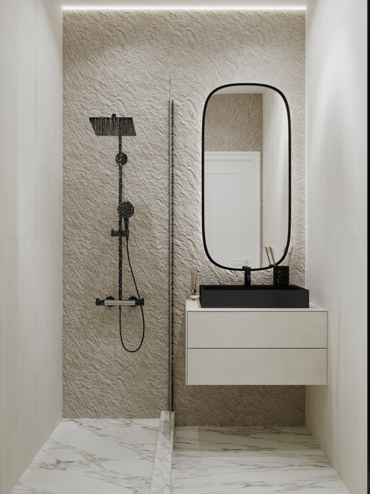 Душевая в однокомнатной квартире в ЖК "FoRest"