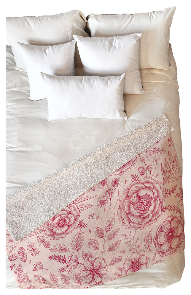 Pimlada Phuapradit Flower Drawing Pink Fleece Throw Blanket - Contemporary  - Throws - by Deny Designs | Houzz