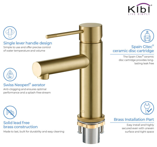 Circular X Brass Single Hole Bathroom Faucet KBF1010, With Drain ...