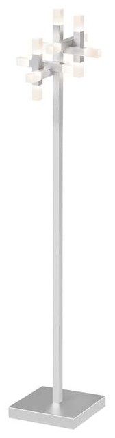 Connetix LED Floor Lamp With Bright Satin Aluminum Finish and Frosted Shade