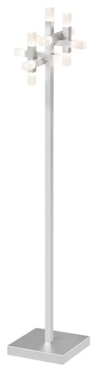 Connetix LED Floor Lamp With Bright Satin Aluminum Finish and Frosted Shade