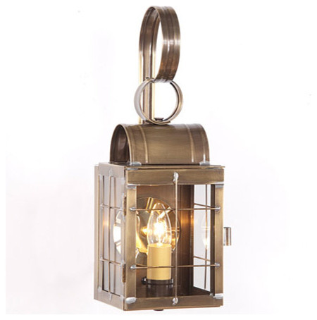 Single Outdoor Wall Lantern in Weathered Brass, Weathered Brass