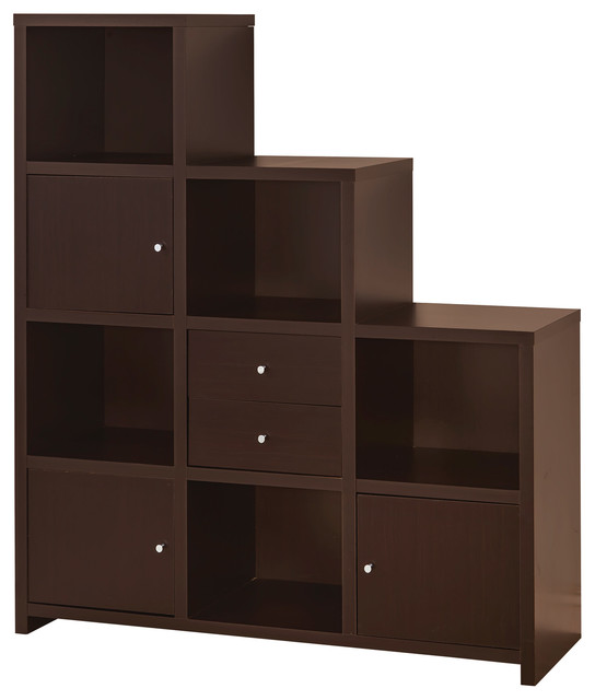Asymmetrical Reversible Cube Storage Compartment Bookshelf Bookcase Cabinet , Ca
