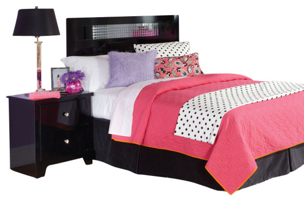 Standard Furniture Marilyn Black 3-Piece Headboard Bedroom Set in Glossy Black