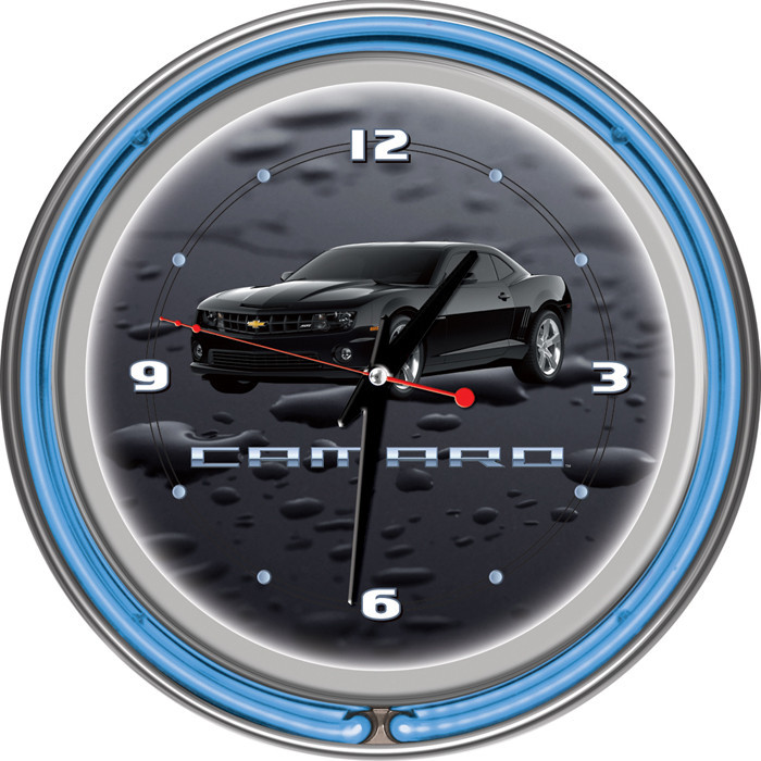 Black Camaro 14 Inch Neon Clock