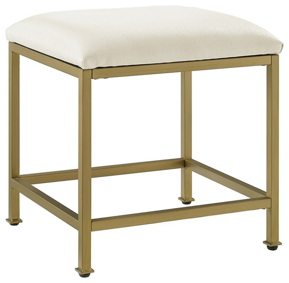 Crosley Furniture Aimee Metal Vanity Stool in Soft Gold/Oatmeal ...