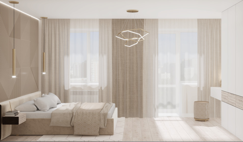 Дизайн помещений спальни и гостиной