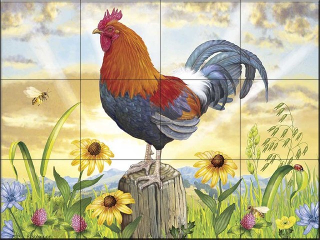 Tile Mural, Rooster At Dawn by Rosiland Solomon