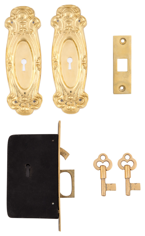 Avalon Keyed Single Pocket Door Set Victorian Pocket Door Hardware