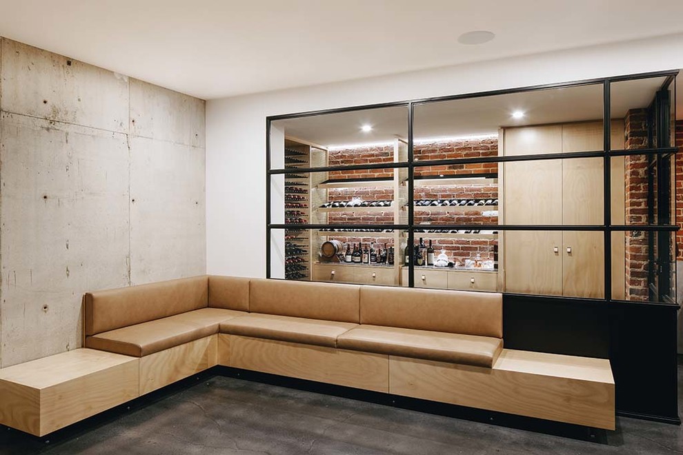 Design ideas for a contemporary wine cellar in Adelaide.