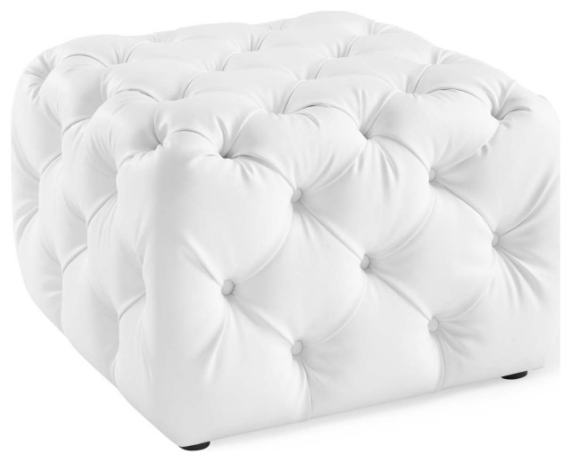 white faux leather ottoman