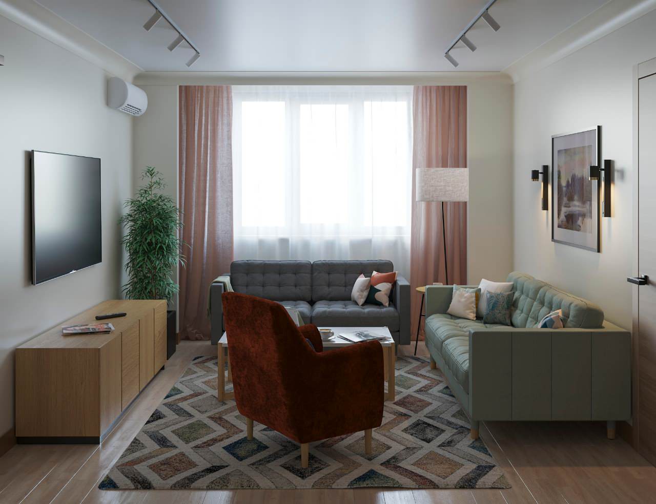 Мидсенчури по-московски. 3-х комнатная квартира 75 кв.м. на Юго-Западе