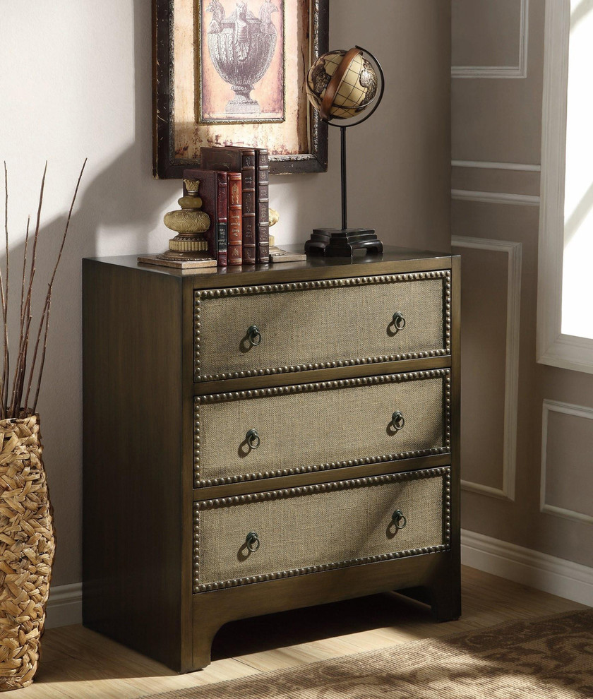 Transitional Light Brown 3-Drawer Accent Cabinet