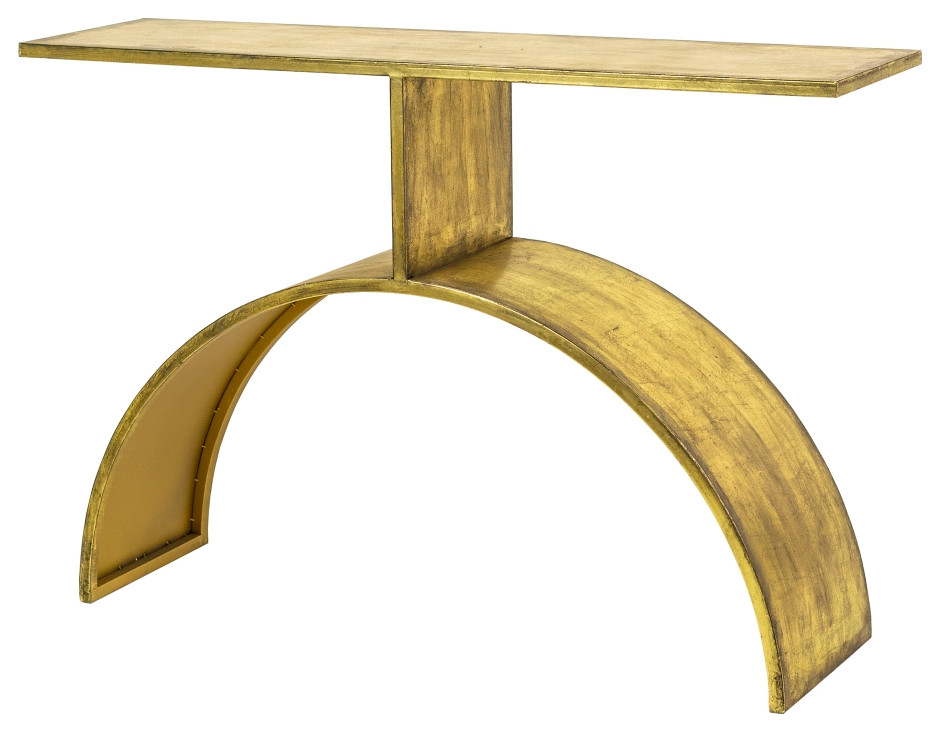 Kalalou Contemporary Antique Brass Console Table With Arched Base