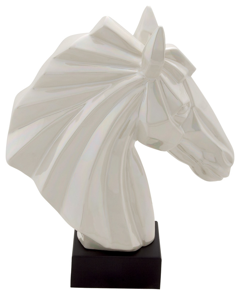 Beautiful and Unique Style Ceramic Horse Head Silver Home Decor