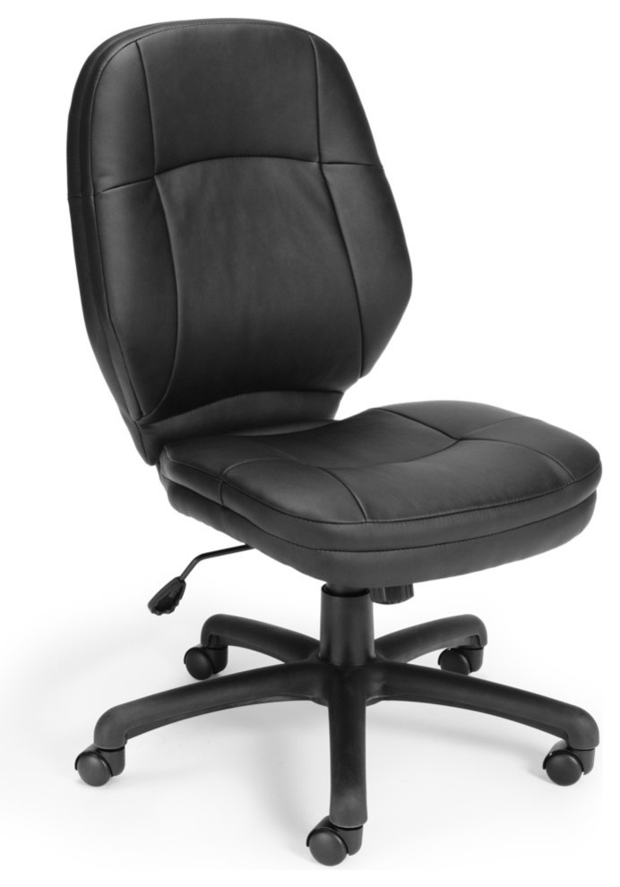 Ofm Stimulus Ergonomic Leather Swivel Armless Office Chair Black Leather Swivel Armless Office Chair