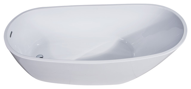 ALFI brand AB8826 68 inch White Oval Acrylic Free Standing Soaking Bathtub