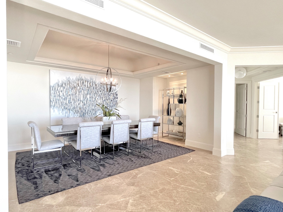 Example of a transitional dining room design in Miami