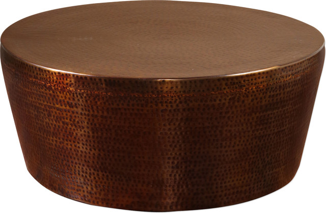 Hania Hammered Rustic Bronze Coffee Table Traditional - Hammered Bronze Round Coffee Table Hania Hammered Rustic Bronze Coffee Table Traditional - Hammered Bronze Round Coffee Table