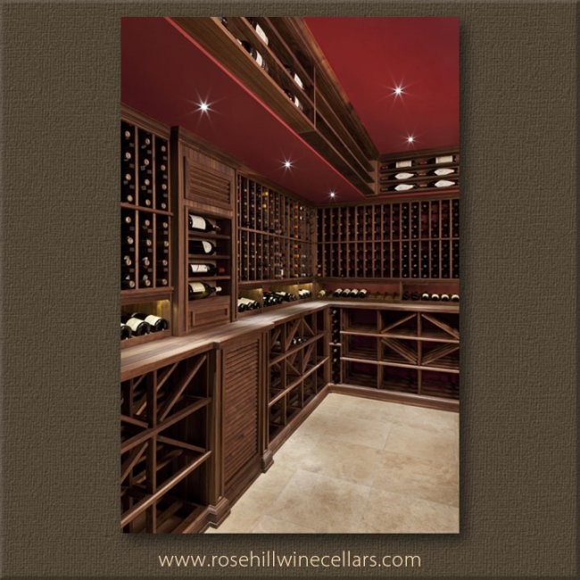 Custom Walnut Wine Cellar with Beeswax Finish Traditional Wine