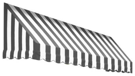 Awntech 10' San Francisco Acrylic Fabric Fixed Awning, Gray/White Stripe