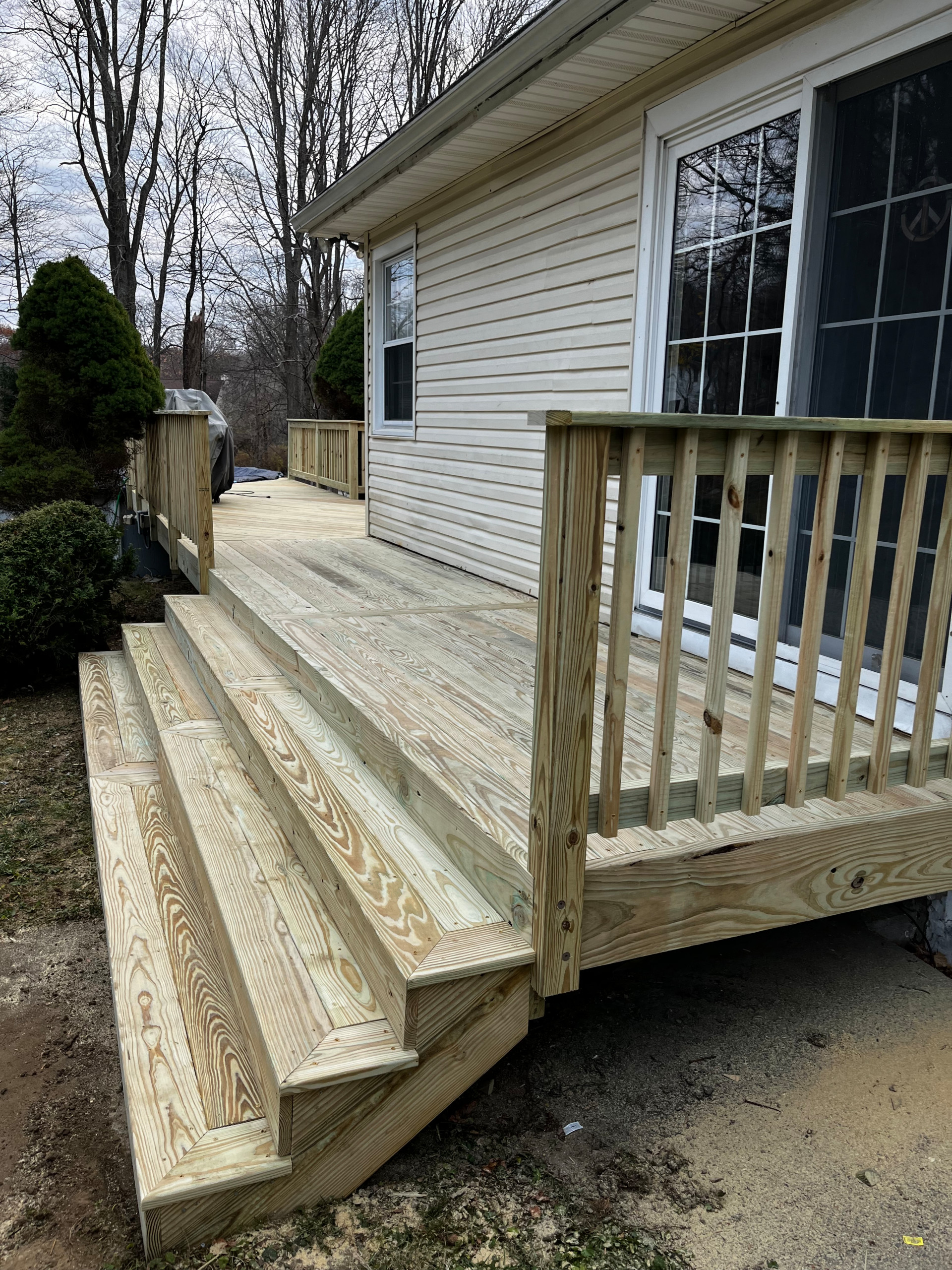 Pressure treated wood deck