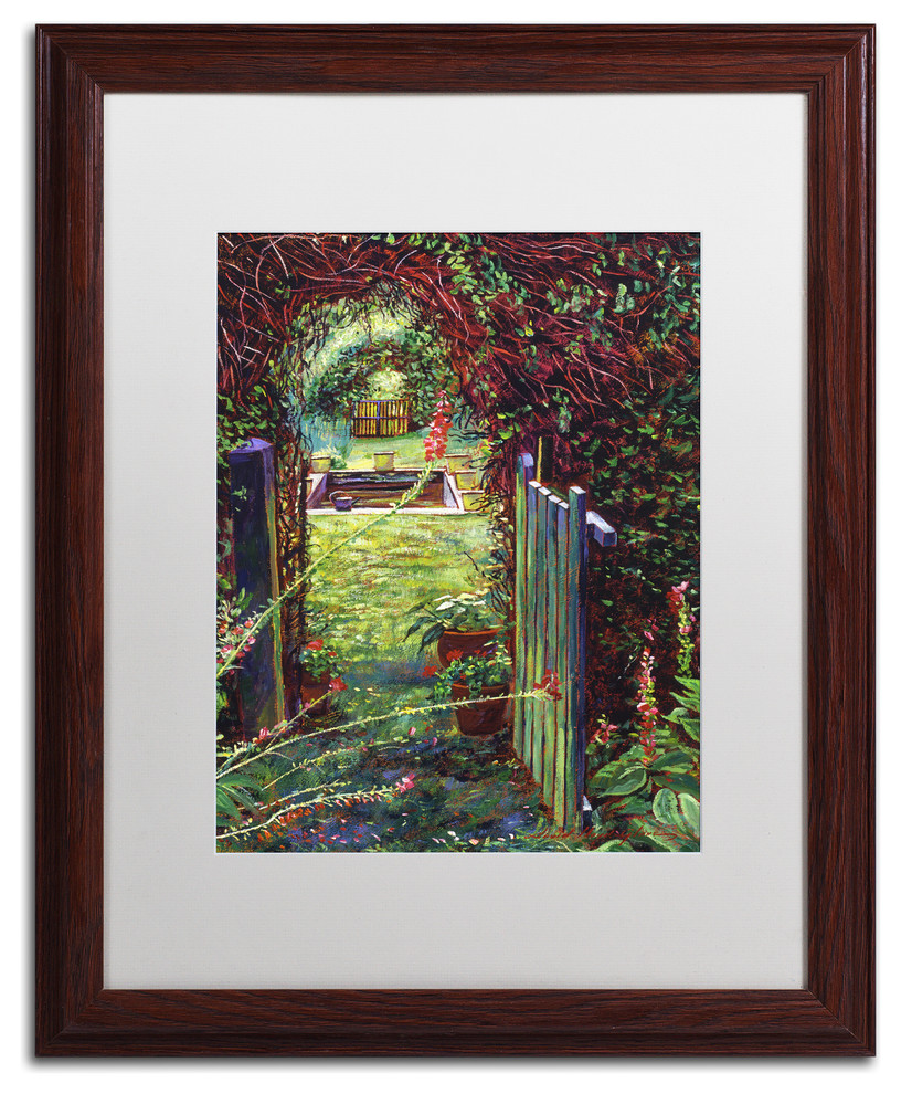 David Lloyd Glover 'Wicket Garden Gate' Art, Wood Frame, 16"x20", White Matte
