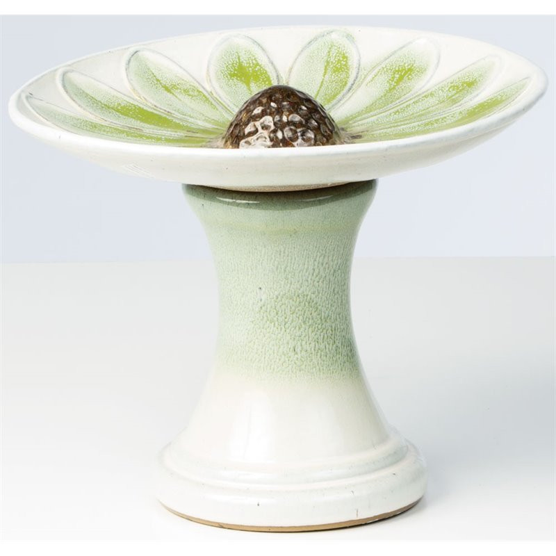 Alfresco Home Daisy Bird Bath in Green Contemporary Bird Baths by