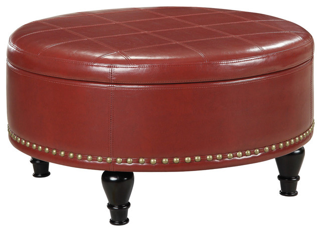 Augusta Storage Ottoman, Crimson Red