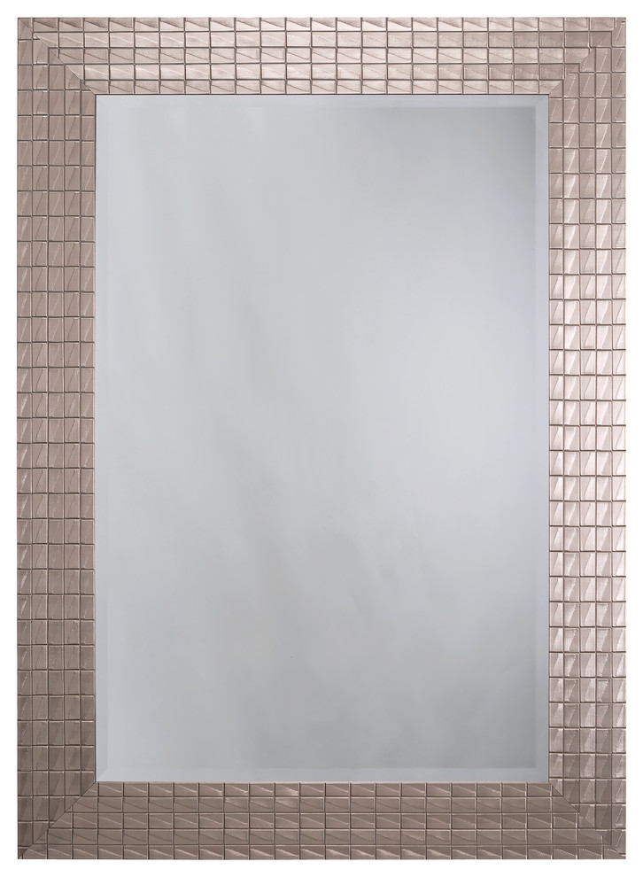 Silver Blocks Mirror Frame Transitional Wall Mirrors by YHD Houzz