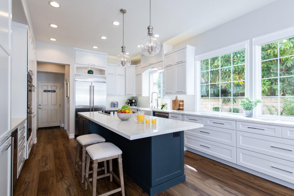 Design ideas for a transitional kitchen in Orange County.