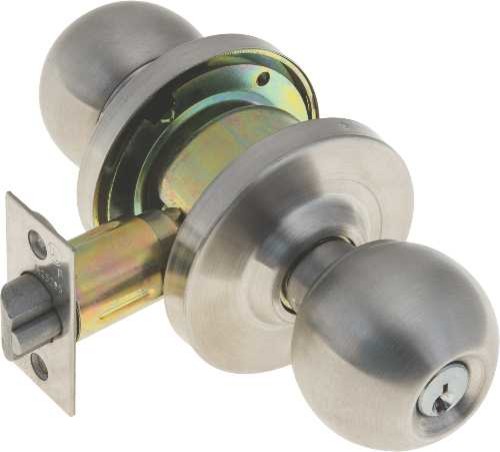 Ball Style Front Door Knob Entry Lockset, Stainless Steel