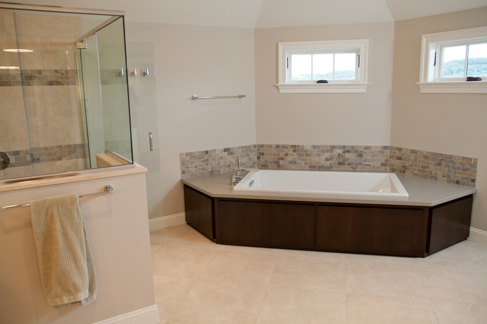 This is an example of a large contemporary bathroom in Philadelphia.