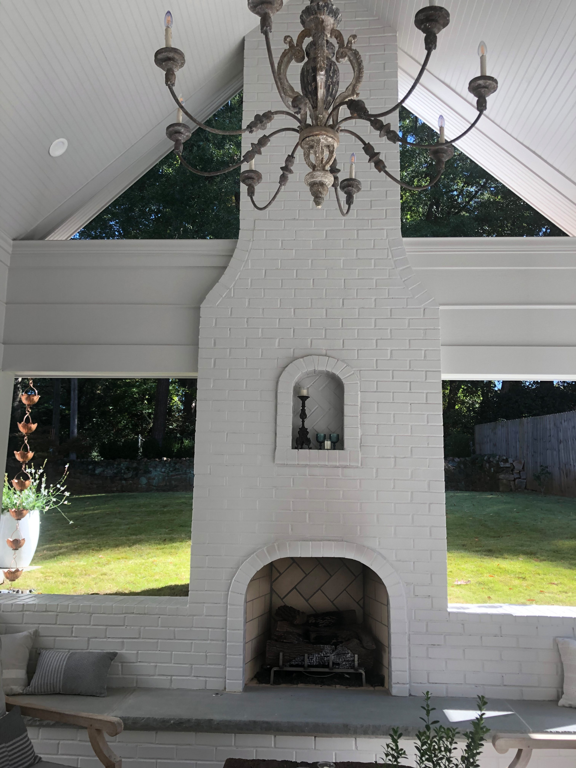 Back Patio and Porch with Fireplace