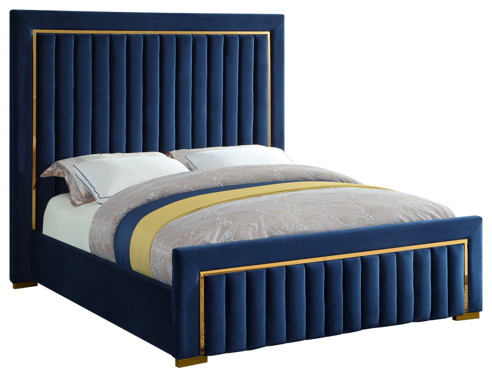 Dolce Velvet Bed Contemporary Panel, Blue Velvet Bed Frame And Headboard Sets