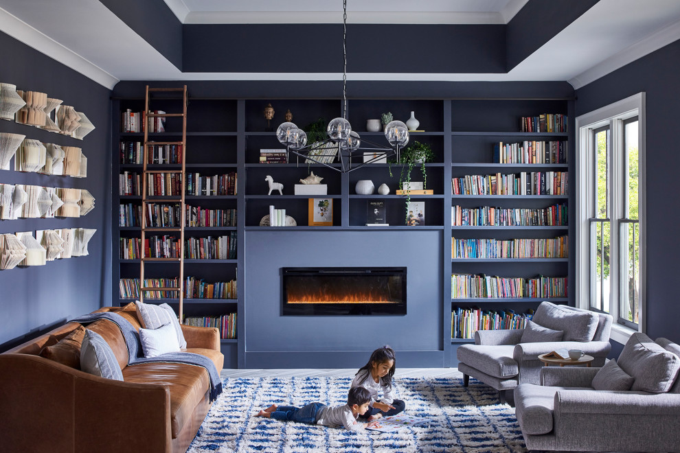 Inspiration for a transitional family room remodel in Atlanta
