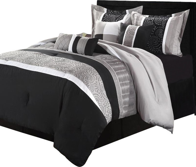Euphoria Black Comforter Bed In A Bag Set 8 Piece Contemporary