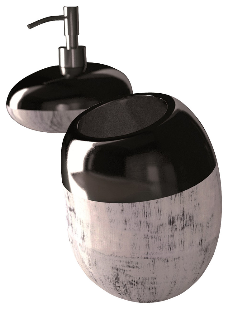 Glamour Bathroom Accessory Set Black Silver Modern Bathroom