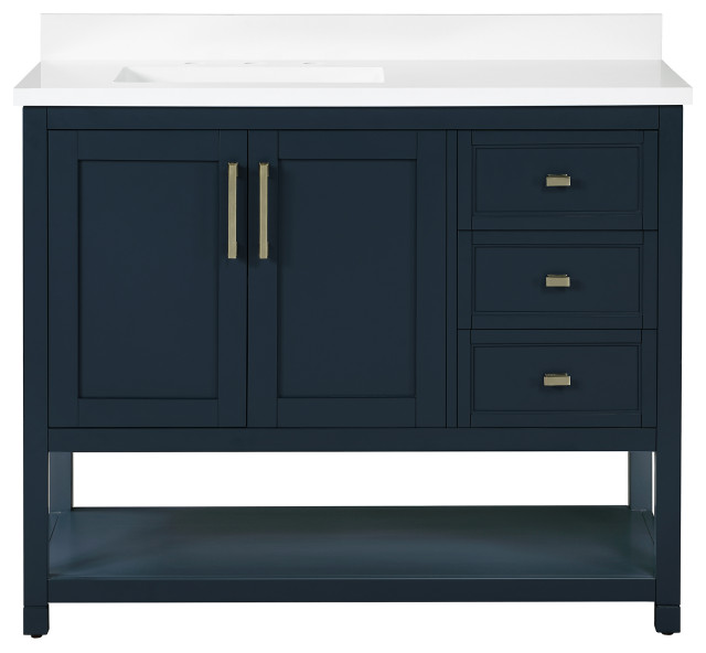OVE Decors Stanley 42" Vanity, Midnight Blue With Power Bar