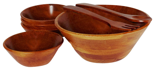 7-Piece Wood Salad Bowl Set - Tropical - Serving And Salad Bowls - by  Woodard & Charles | Houzz