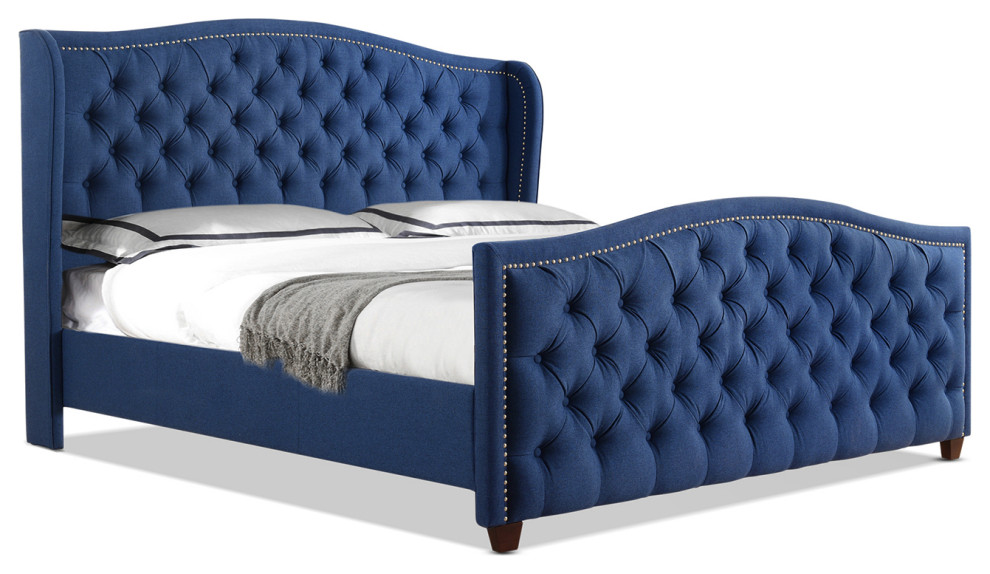Marcella Tufted Wingback Headboard & Footboard Bed Frame Set