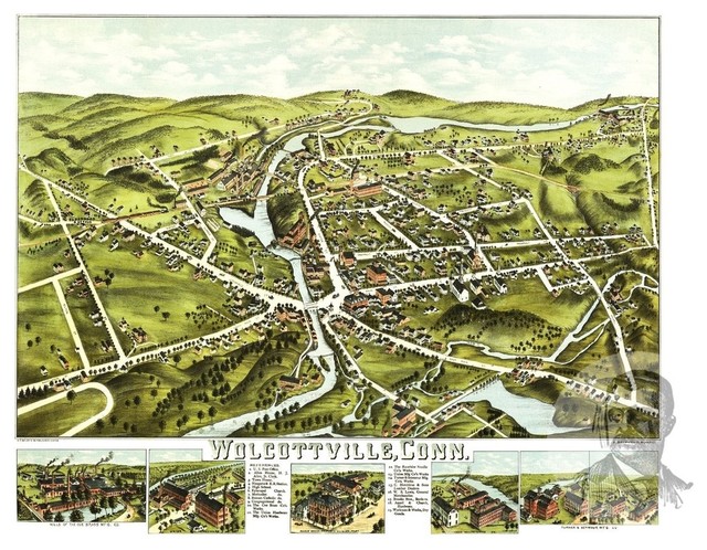 Vintage Connecticut Art Old Map of Clinton CT from 1881 Historic Decor