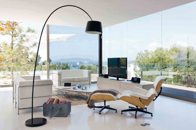 Cocina en una casa de cristal contemporain-salon